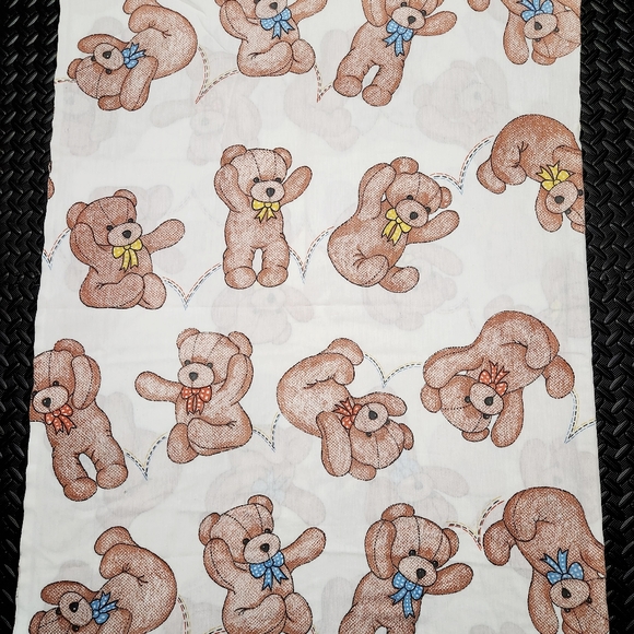 Vintage Teddy Bear Twin Flat Sheet 90s Bedding Fabric Material - Picture 2 of 2